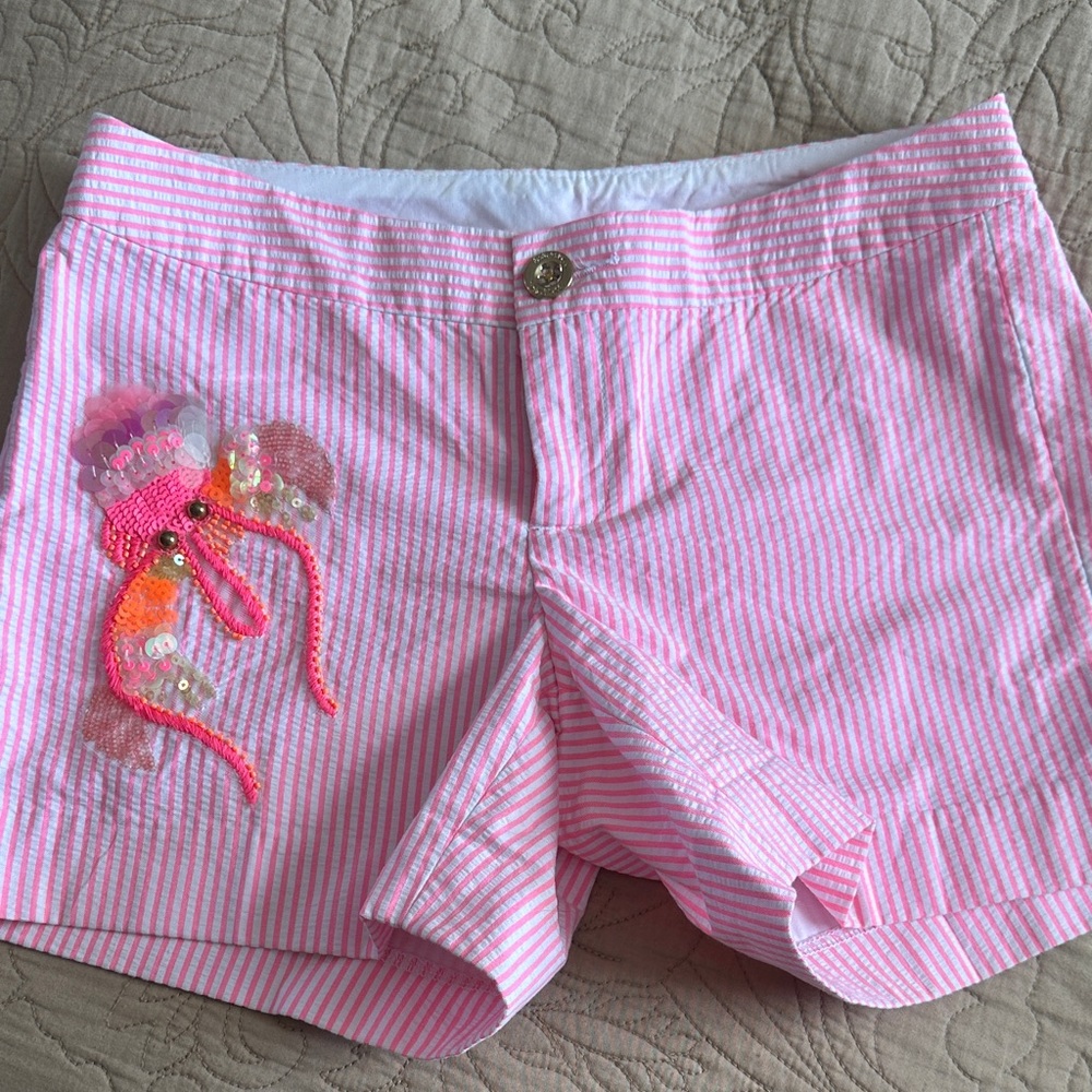 Lilly Pulitzer Pink Striped Shorts with Design